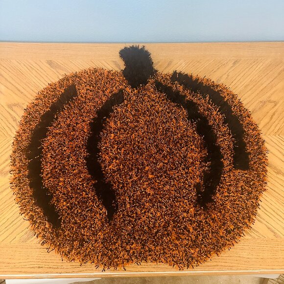 Pier 1 Imports Pumpkin Shaped Shag Rug Fall Winter Thanksgiving Decor 33 x 35” - Picture 1 of 6